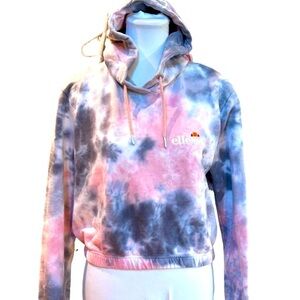 Ellesse ‘Kate’ Multicolor PinkTie-Dye Cropped Hoodie - Size 6 Medium